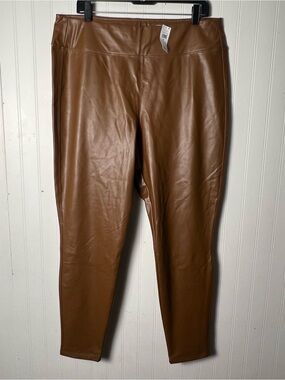 GAP Brown Faux Leather Leggings Womens XL